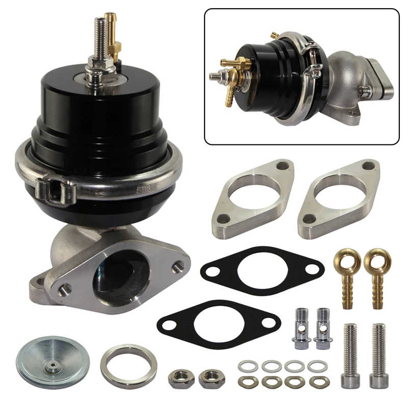 35MM/38MM Adjustable Turbo Boost Charger Manifold 8 PSI External Wastegate Kit SS304 Stainless Steel Universal Aluminum