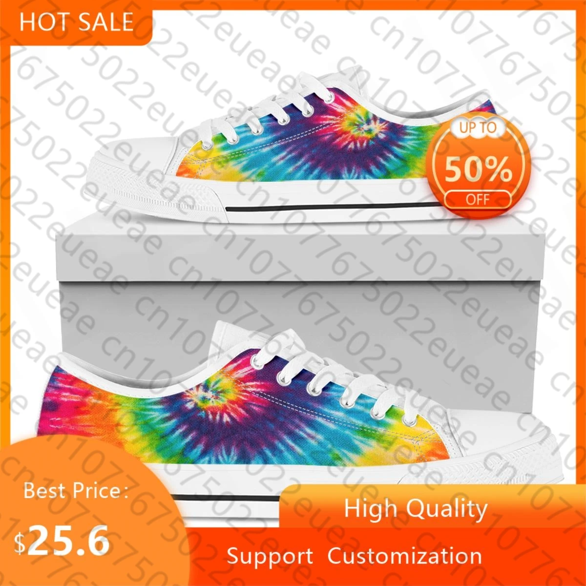 

BKQU Colorful Tie-dyeWomen's Canvas Shoes Casual Lace-Up Shoe Summer Footwear Girl Flat Vulcanized White Women's Sneakers 2022