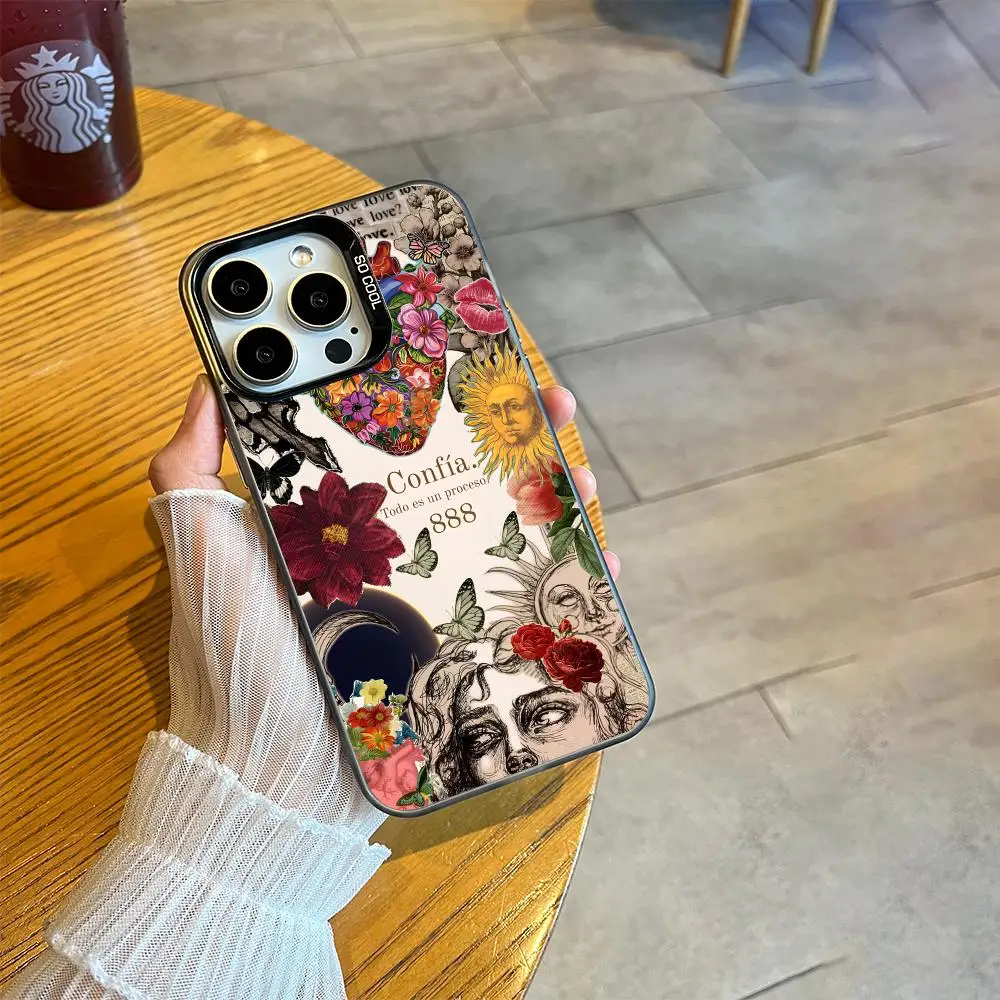 Flower and Butterfly Design Phone Case Shockproof and Anti Slip Frosted Suitable for iPhone 16 15 14 13 12 11 Pro Max Plus Mini 3