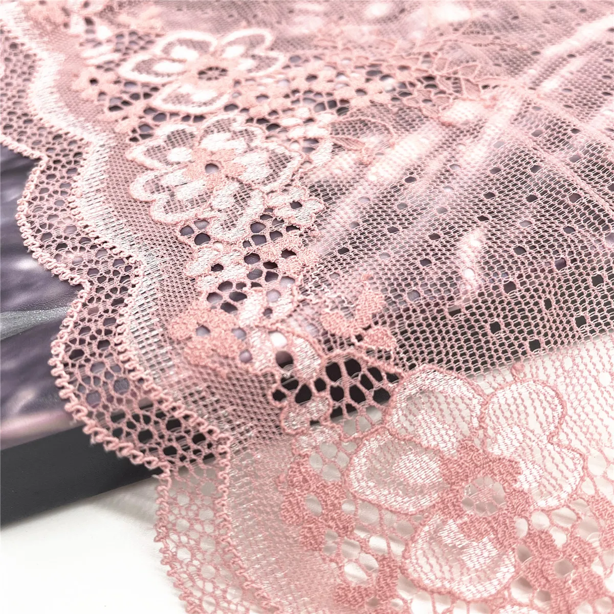3M/lot Width 8 1/2 in 21.50cm Pink Elastic Stretch Lace For Clothing Accessories Dress Sewing Applique Costume Lace Fabric 5
