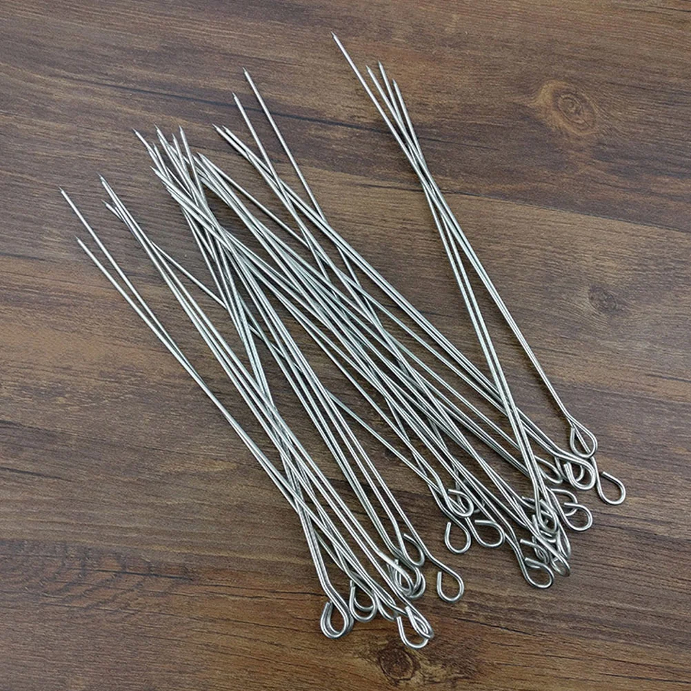 20 Pcs Stainless Steel Goose Tail Needle Skewer Grill Appetizer Skewers Meat Yakitori Kabob BBQ Barbecue Appetizers For bbq skewer set