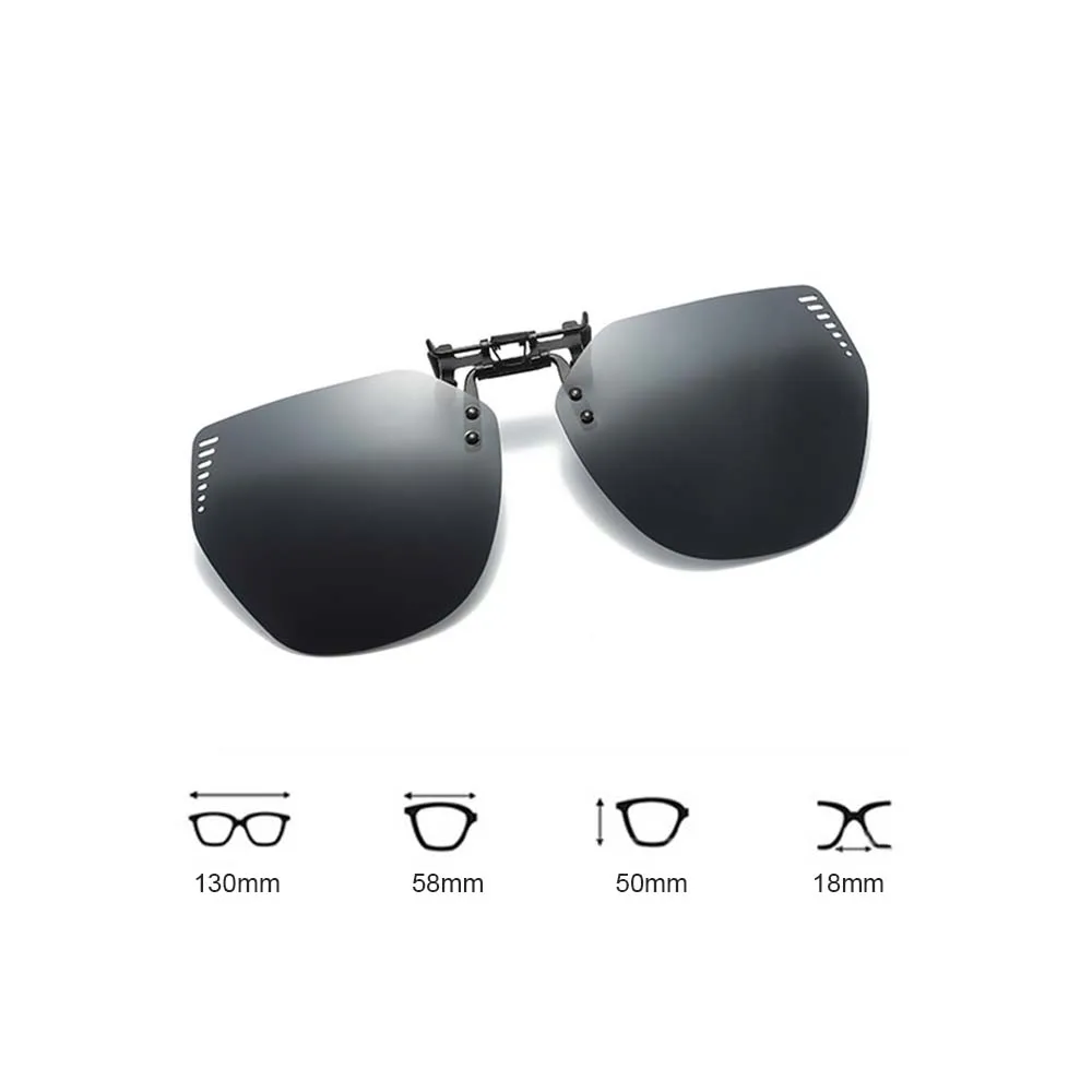 Men Polarized Clip On Sunglasses Flip Up Anti Glare Driver Sunglasses Rimless Pilot Sun Shades Night Vision Photochromic Glasses
