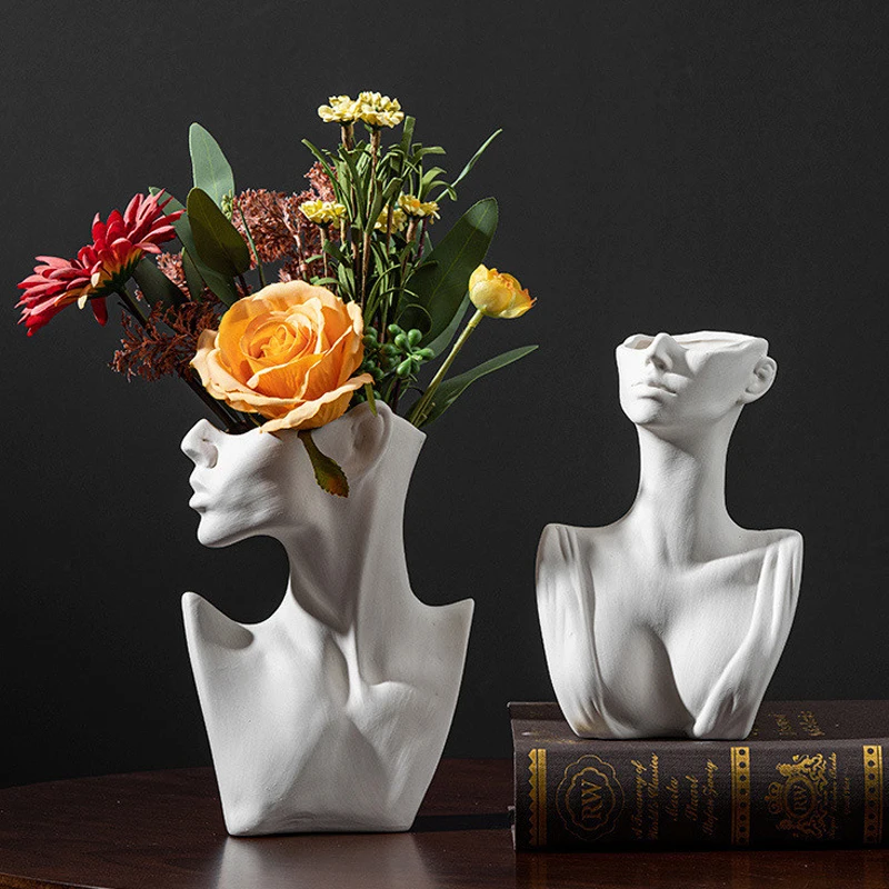 

Figure Flower Pots Vases Bedroom Living Room Desktop Decoration Nordic Home Decor Stand for Flowers