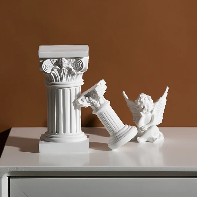 Ornement d'ange de colonne romaine ci-après, sculpture en résine, vitrine, modèle de maison, mini accessoires de photographie, décorations douces 4