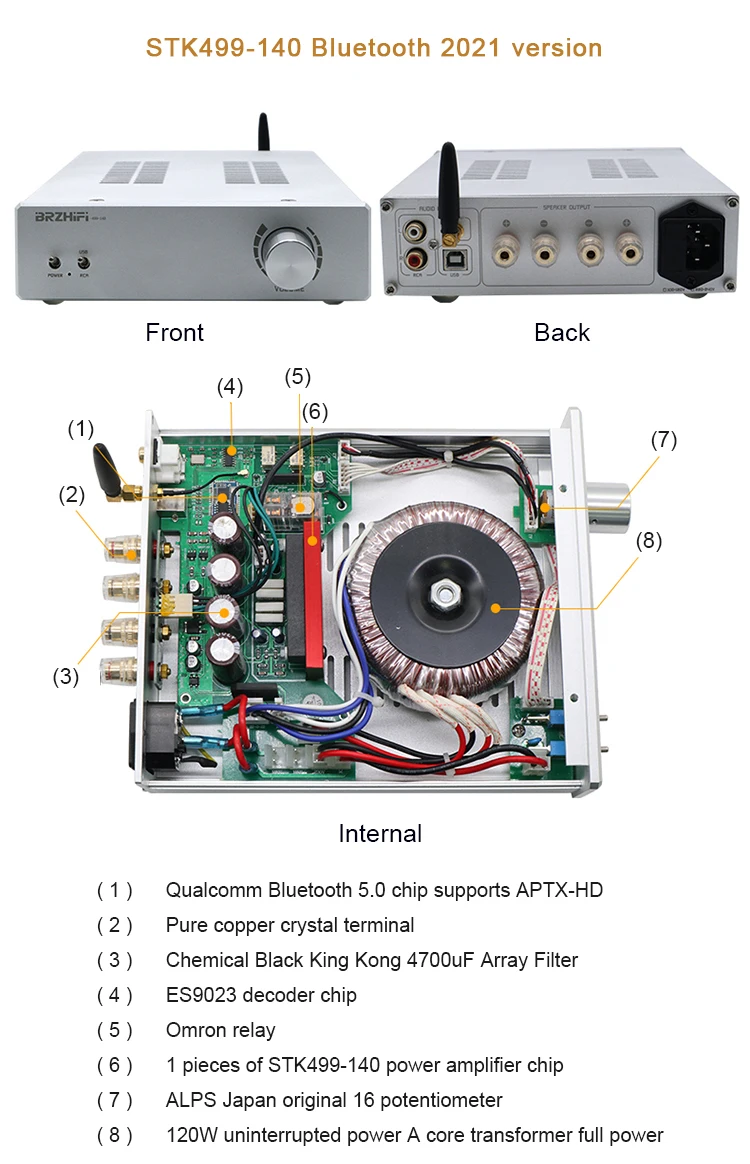 BRZHIFI 2.0 LM1875 / LM3886 Dual Channel Power Auidio Amplifier Bluetooth 5.0 Stereo Sound Speaker Amplificador AMP 