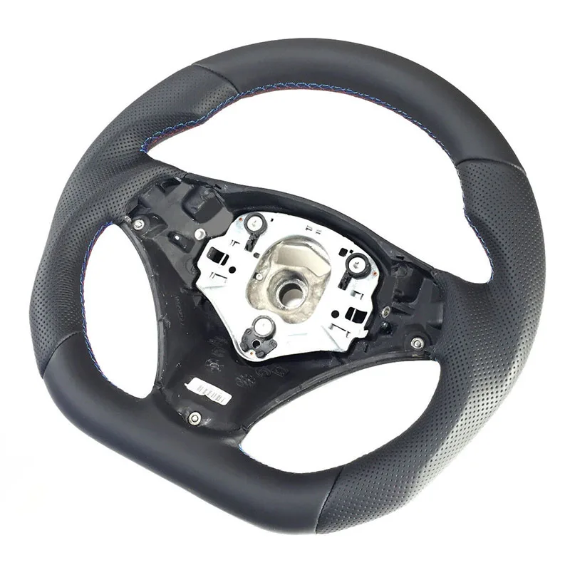 Leather Steering Wheel For BMW E87 E88 E90 E91 E92 E93 Flat Bottom