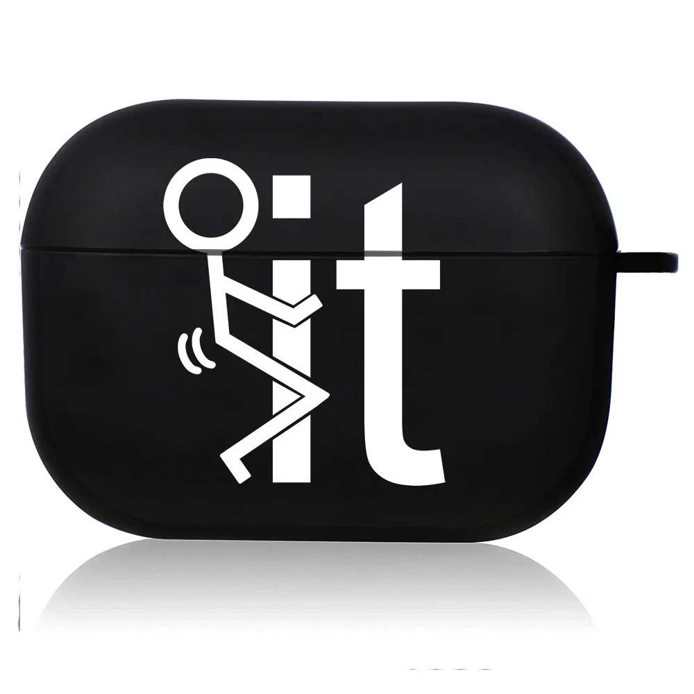 Creative Line Art Black Airpod Case - Cute Cartoon Design