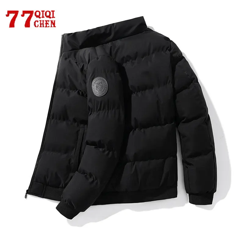 

Зимняя парка размера плюс 5XL, куртки, мужская хлопковая однотонная ветровка с ремешком на руку, модная повседневная теплая плотная куртка, мужские куртки