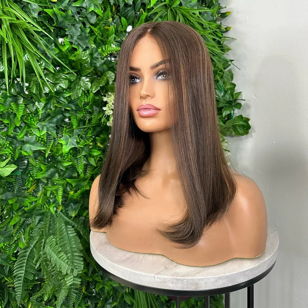 Short Bob Brown Long 5x5 Silk Base Straight Jewish Human BabyHair HD Lace European Hair Preplucked Glueless Daily Wear Wig