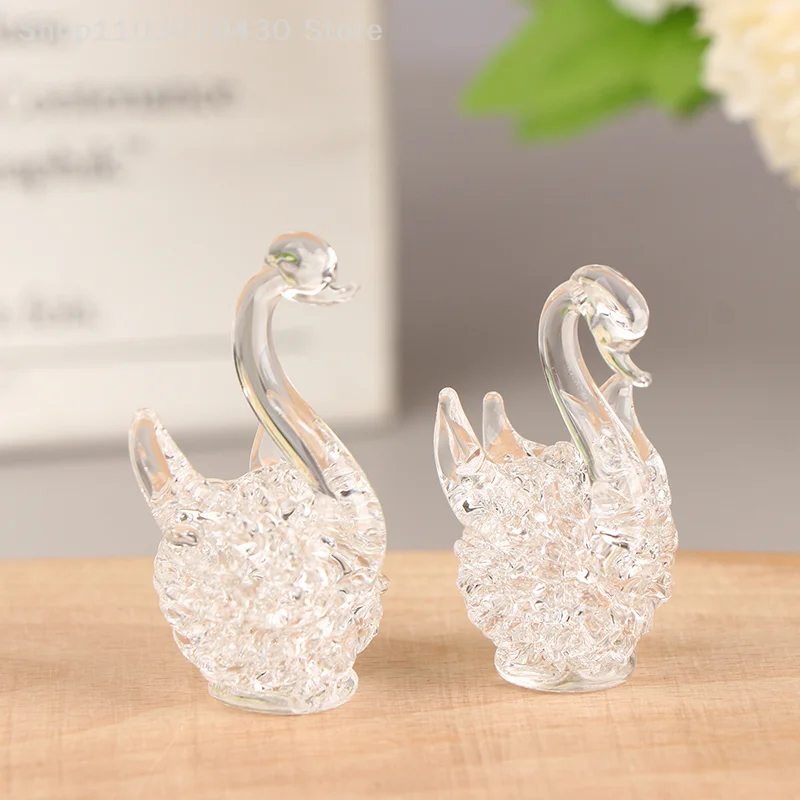 1Pc Crystal Swan Figurine Glass Animal Ornament Swan Crystal Figurine Home Desk Decoration