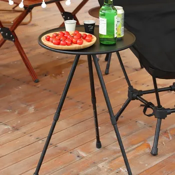 야외 캠핑 소형 원형 테이블 삼각형 브래킷 디스크, 조절 가능한 휴대용 피크닉 테이블, 알루미늄 합금 접이식 원형 t 상품 이미지