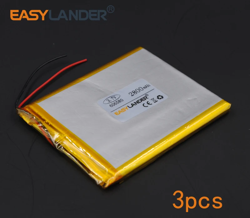 

3pcs/Lot 3.7V 2800mAh 606580 Rechargeable li Polymer Li-ion Battery For Bluetooth Notebook Tablet PC Consumer electronics 066580