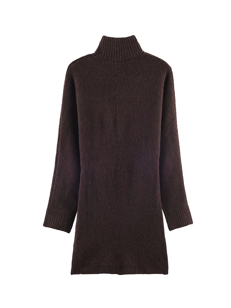Winter New Women Turtleneck Sweater Dresses Sexy Slim Streetwear Solid Simple Mini Dress Casual Thick Pullover Knitted Dress