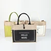 DINYAO Jute Cotton Fabric Splicing Handbags Fashion Eco-Friendly Shopping Bags Large Capacity Simple Printed Letter Tote bag 1