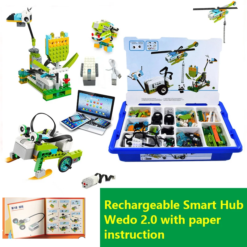 

Технические детали Moc, перезаряжаемый робототехнический набор WeDo 2,0, строительный блок, совместимый с Wedo 3,0 45300, развивающие детали «сделай сам», игрушки