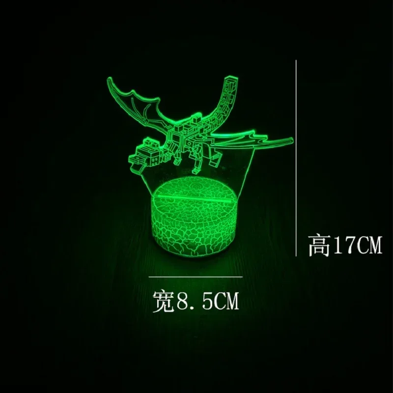 Gioco Minecraft Steve Colorful Light Up Figura 3D Night Light Led Diamond Ore Creeper Figure Desktop Sleep Light Giocattolo Regalo Per Bambini