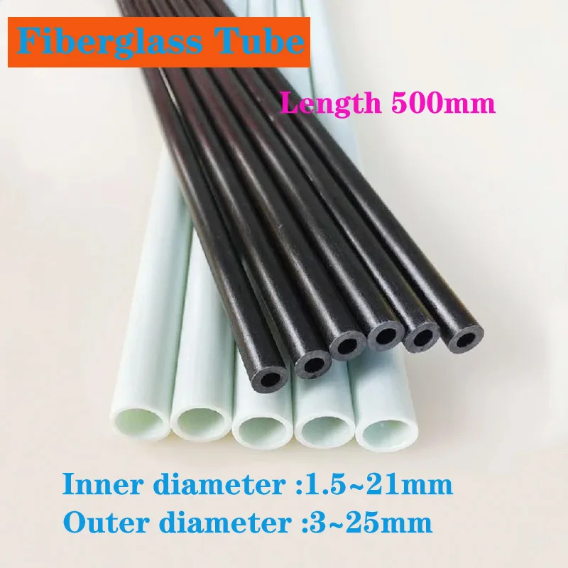Glass Fiber Tube OD 3mm-25mm Length 500mm Fiberglass Pipe Hard Plastic Insulated Tube Hollow FiberGlass Rod