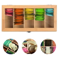Multifunctional Bamboo System Tea Bag Jewelry Organizer Storage Box 5 Compartments Tea Box Organizer Sugar Container 2