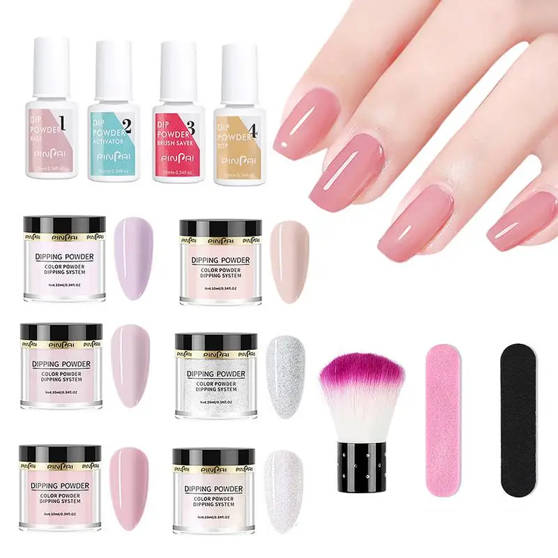 Dipping Powder Nails Kit Long Lasting Glitter Dip Powder For Nails  Long-lasting Nail Powder Sets With Top Base Coat For Nail - AliExpress