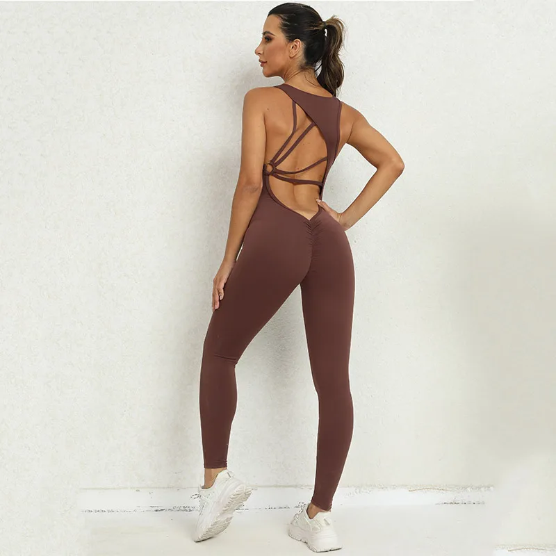 Backless Gym Jumpsuit 2023 Sport Overalls Women Lycra Yoga Workout Clothes for Women Fitness Clothing Gym Sets Womens Outfits