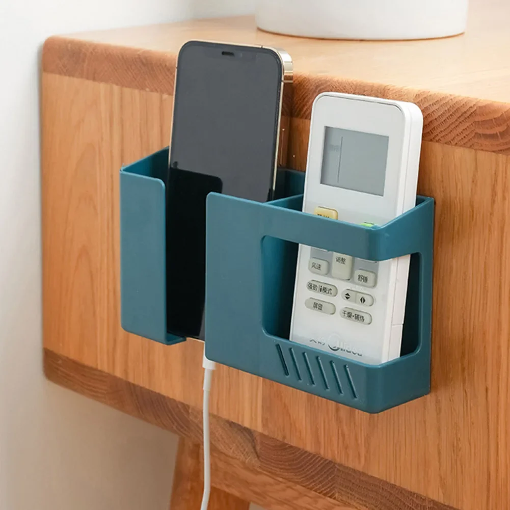 

Wall Mounted Organizer Storage Box Remote Control Mounted Mobile Phone Plug Wall Holder Charging Multifunction Holder Stand