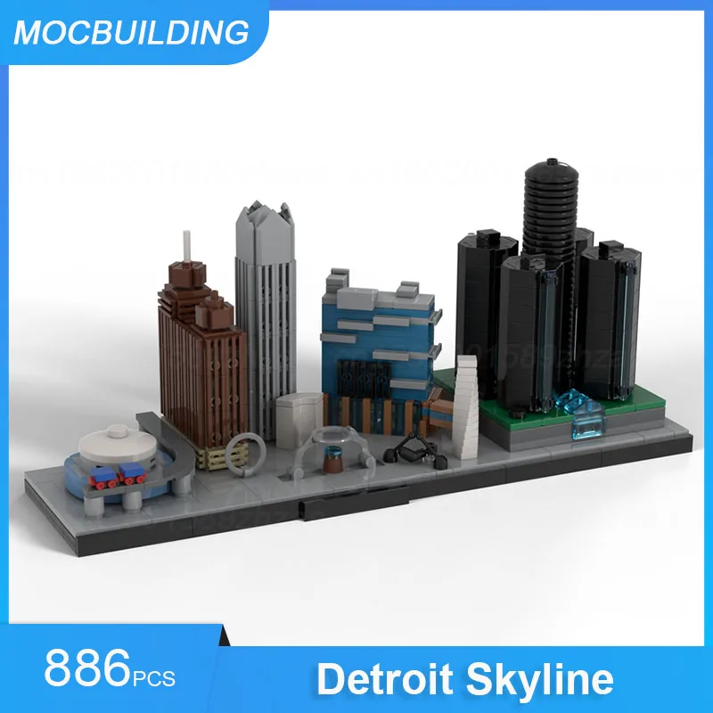 

MOC Building Blocks Detroit Skyline Architecture Model DIY Assemble Bricks Educational Display Collection Xmas Toys Gifts 886PCS