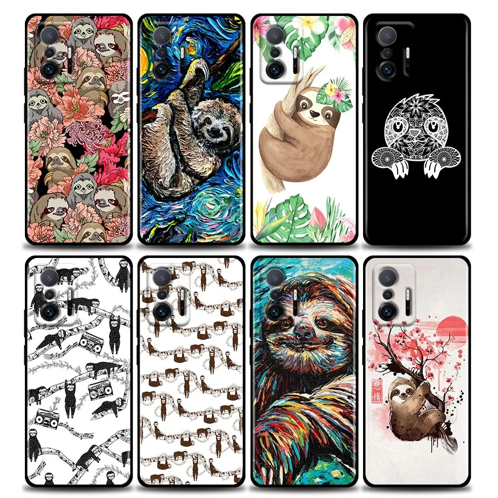 Funny Bradipo Flower Case Per Xiaomi Mi 11 Lite 5G Ne 11T 11X 12 Pro Case Funda Poco X3 M3 F3 M4 Pro Soft Cover Tree Sloths Animal