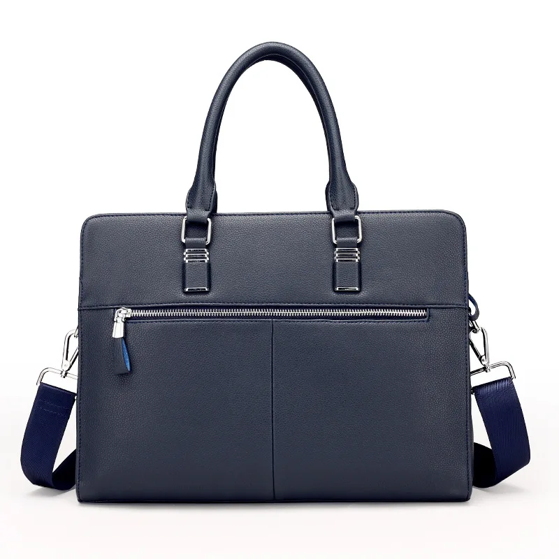 Blue Leather Messenger office briefcase