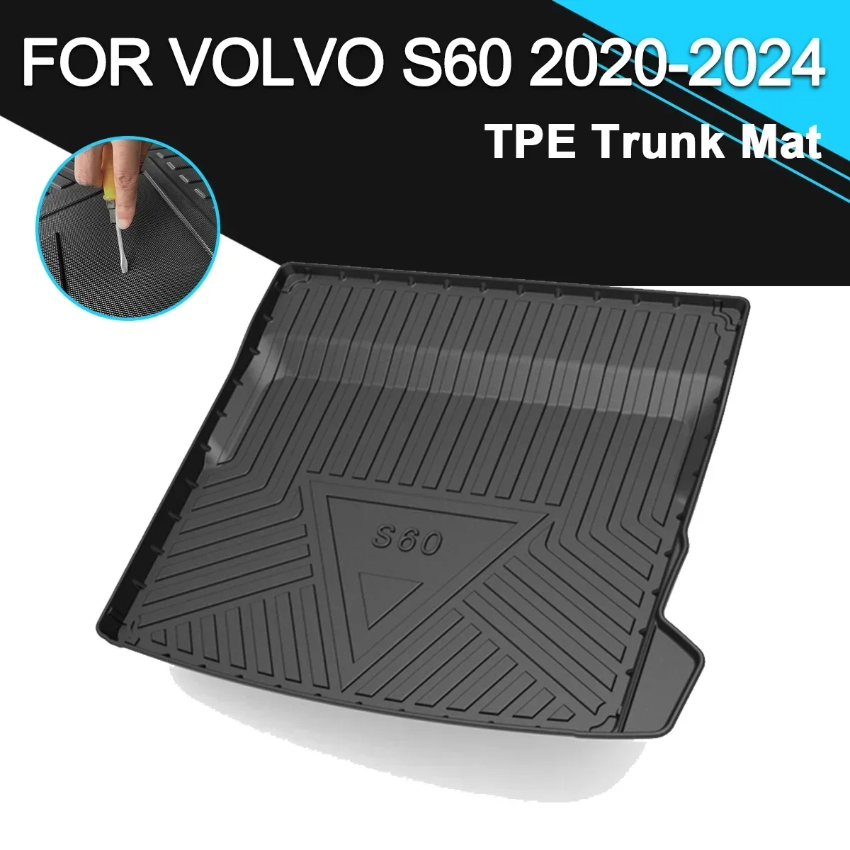 

Car Rear Trunk Cover Mat Non-Slip Waterproof Rubber TPE Cargo Liner Accessories For Volvo S60 2020-2024