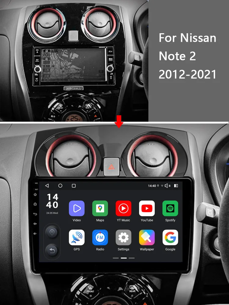 Android 12 For Nissan Note 2012-2021 Car Radio Stereo Navi WiFi