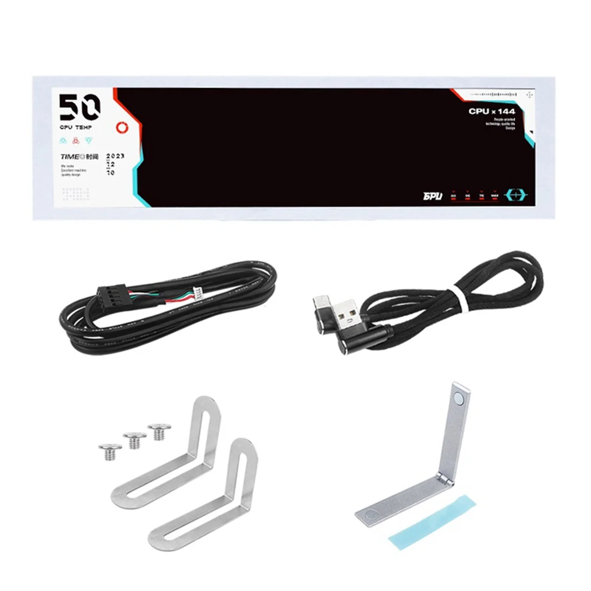 SWXF 8.8인치 컴퓨터 온도 모니터(동적 테마 지원), IPS 유형 C 보조 화면 CPU RAM HDD 데이터 FPS 모니터 흰색