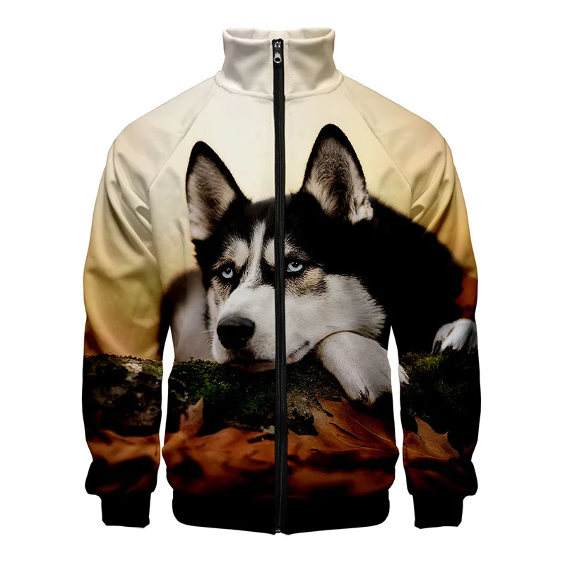 thumbnail image 1 of Nueva chaqueta con estampado 3D de husky para hombre, chaquetas con gráficos de animales de invierno para niños, ropa de calle divertida, ropa vintage, 1 of 4