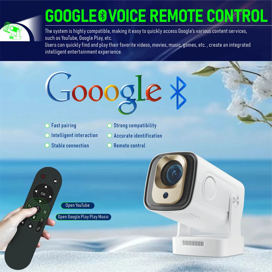 HY260 PRO 4K Native 1080P Projector Android 11 330ANSI Dual Wifi BT5.4 Google Vo
