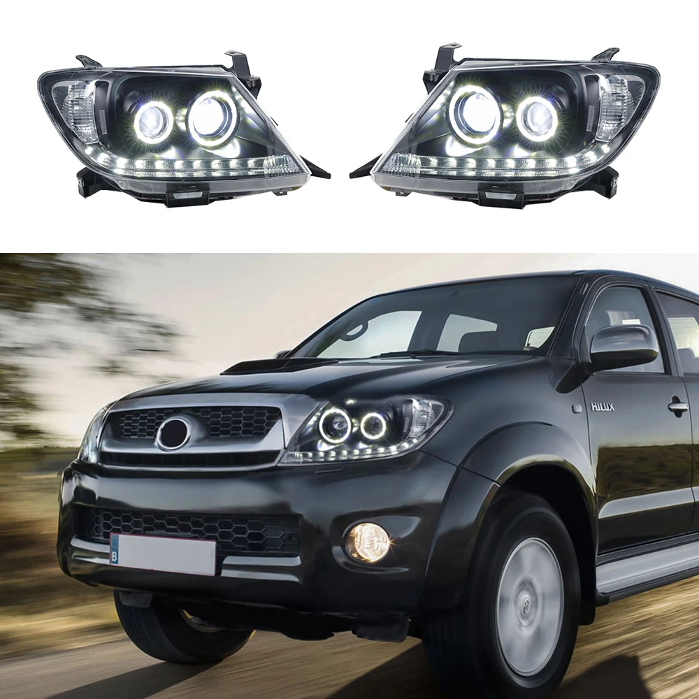 

Archaic new design For Hilux Vigo 2005-2011 Car Head lights with Sequential Turning Signal Head Light Lamp Angel eyes