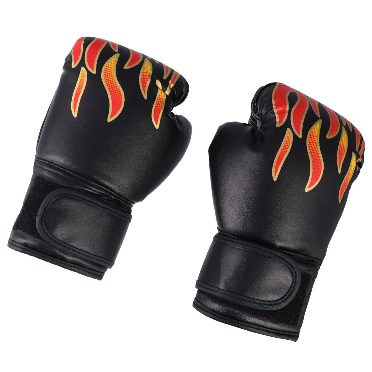 

Children PU Boxing Gloves And Mitts Flame Pattern Gloves Training Gloves for Taekwondo Kickboxing Fighting (Random Color)