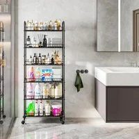 6 Tier Slim Storage Cart with Wheels, Metal Mobile Shelving Unit Organizer Utility Cart for Kitchen Laundry Room Narrow Places 1