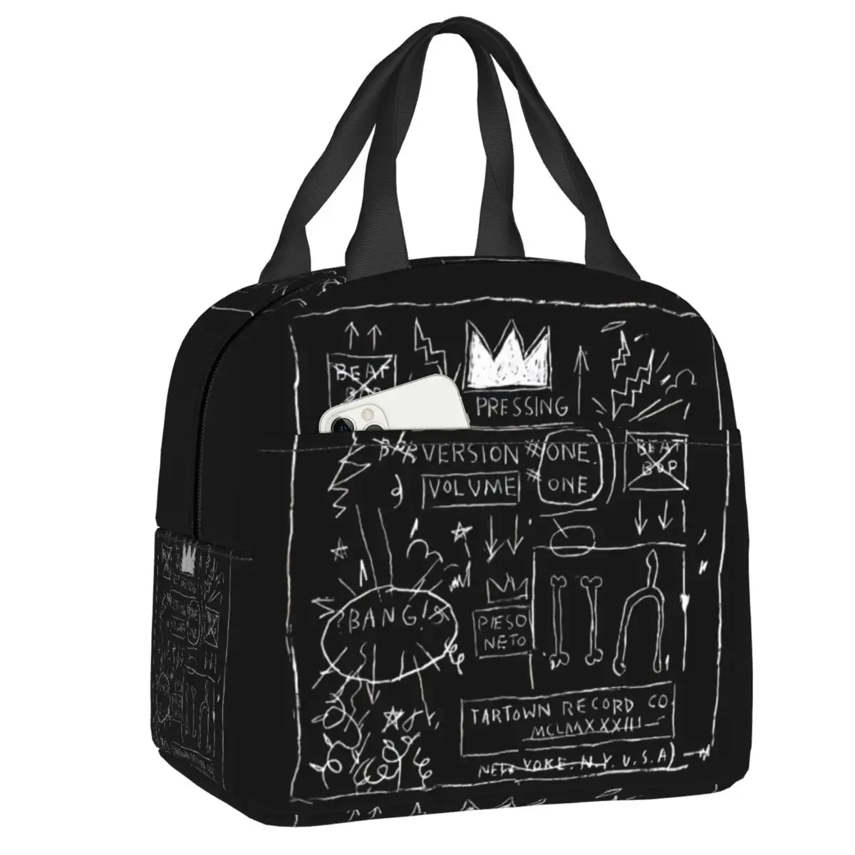 

Термоизолированная сумка для ланча Basquiats с рисунком граффити, Женский многоразовый ланч-контейнер для кемпинга на открытом воздухе, путешествий, женский