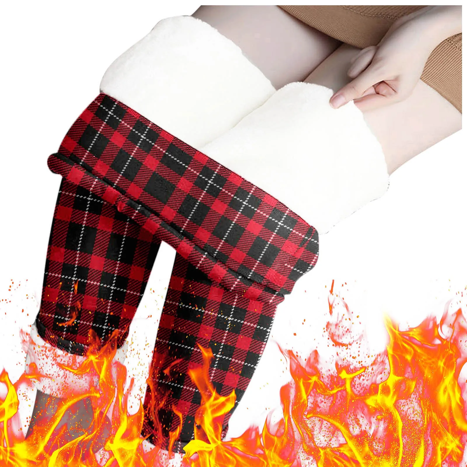 Womens Winter Casual Leggings Elastic Waist Thermal Capris Workout Trousers Thermal Prints Pants