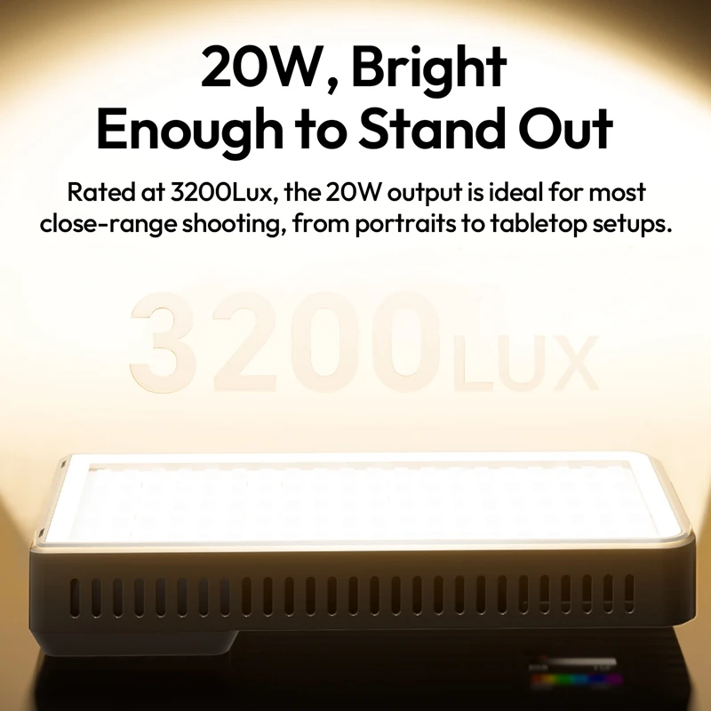 Ulanzi L207 K20RGB 20W Panel Light 1800K-9000K CCT Full-Color Video Light for Travel Vlogging Shots Food Photography Portraits