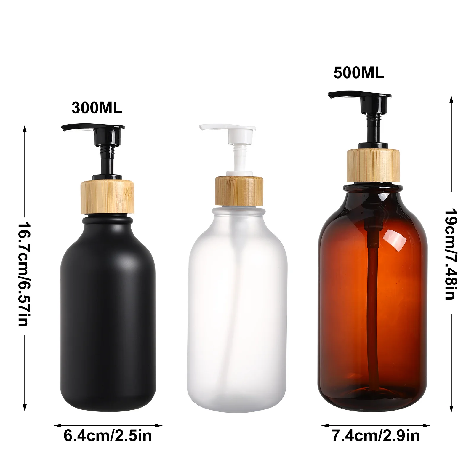 Empty Plastic Pump Bottles Dispenser 16oz/500ml Portable BPA-Free Refillable Containers for Shampoo Liquid Soap Massage Oil