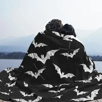 Bats Pattern Throw Blanket Halloween Goth Fleece Flannel Lightweight Blankets for Home Office Couch Bed Sofa Car All Season 2