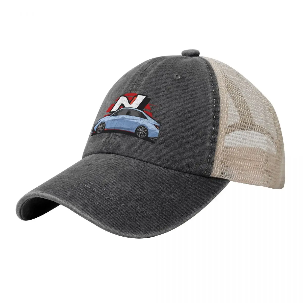 

i30N Sedan/Elantra N Side View Cowboy Mesh Baseball Cap Golf Hat Icon Mens Caps Women's