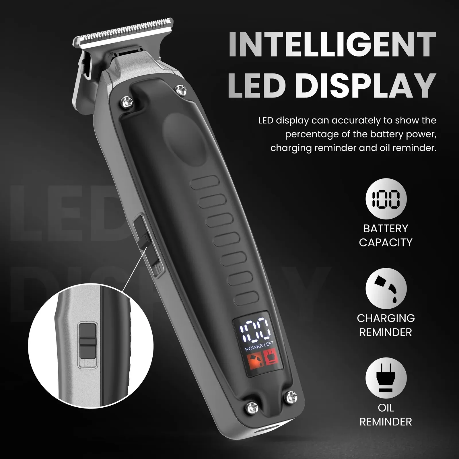 Sejoy Professional Men's Hair Clipper Kit Cordless Trimmer with USB Charging, LED Display 5