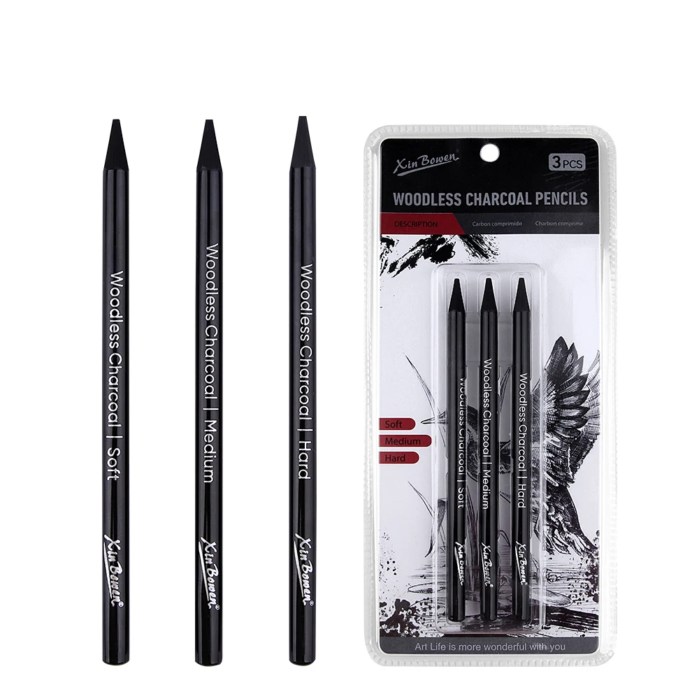 Artists Woodless Graphite Charcoal Pencil Set,Including Soft, Medium and Hard,HB/2B/4B/6B/8B/EE for Drawing,Shading Sketching 2
