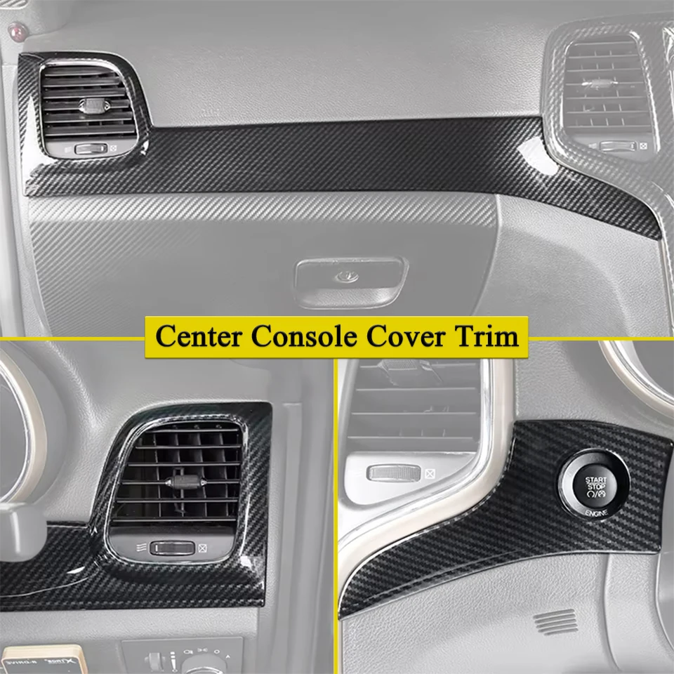 Carbon Fiber Start Button Trim For Jeep Grand Cherokee 2014-2021 - Blue Ignition Ring