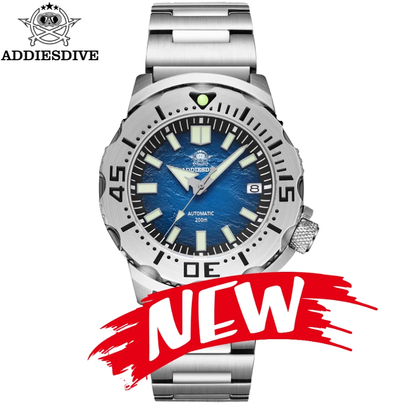 

ADDIESDIVE Watch For Men BGW9 Luminous Sapphire Surf Blue Dial Reloj 316L Stainless Steel Diver NH35 Automatic Mechanical Watch