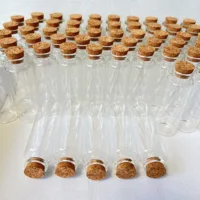 10/24 Pcs 45ml Glass Jars Cork Stopper Tiny Bottles Clear Mini Containers Herb Storage DIY Craft Supplies Memory Jars Room Decor 2