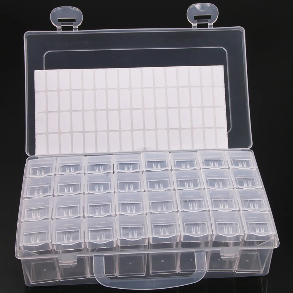 6/32/48/64 Grid Transparent Plastic Storage Box Diamond Painting Accessories Removable Tool Nail Art Rhinestone Bead Storage Box