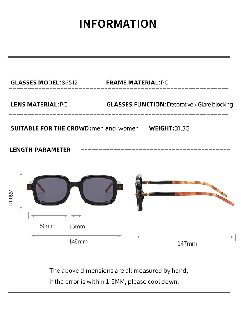 Lunettes de soleil carrées rétro pour hommes style punk_voghion.com