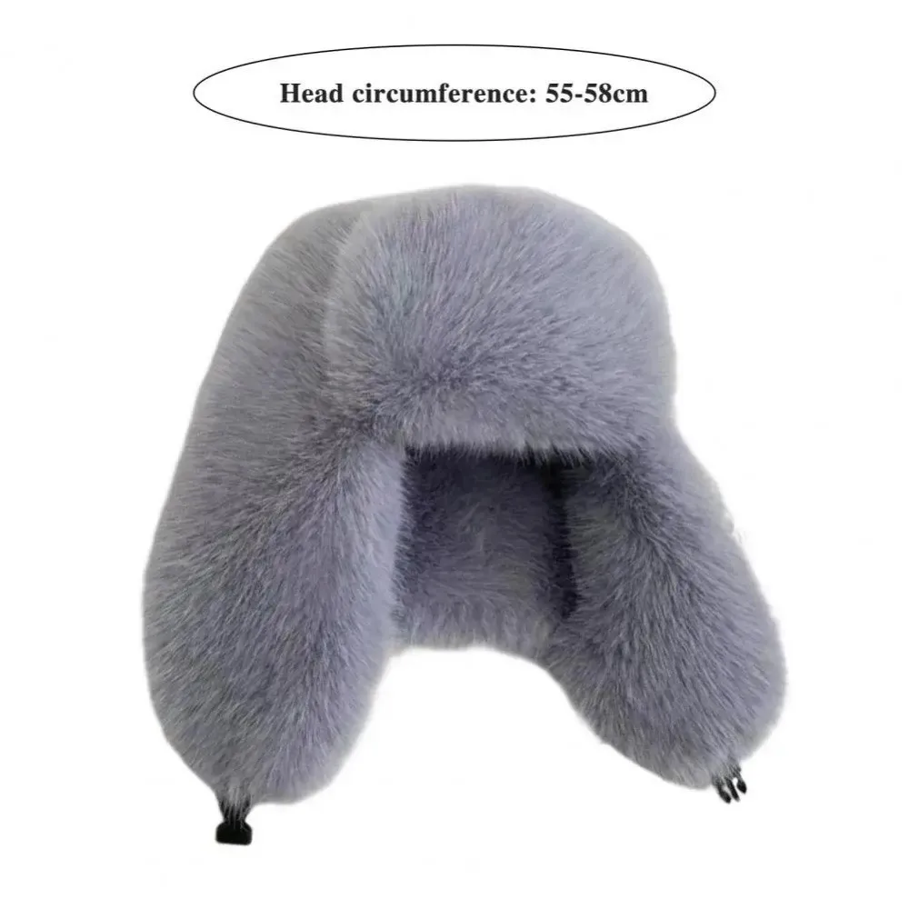 Fashion Faux Fur Bomber Hat Thickened Windproof Russian Caps Women Earflap Cap Cycling Skiing
